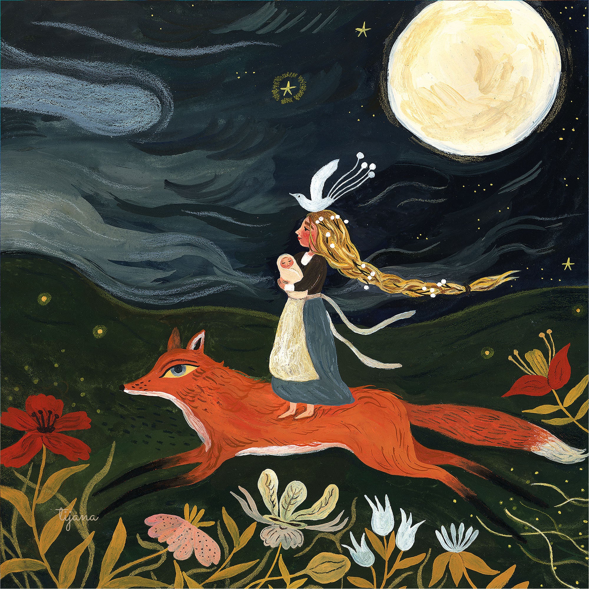 Silhouette Fox Mother - Tijana Draws