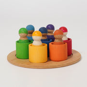 7 houten Regenboogvriendjes in bakjes