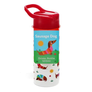 RVS Drinkfles met drinktuit 500ml - Sausage Dog