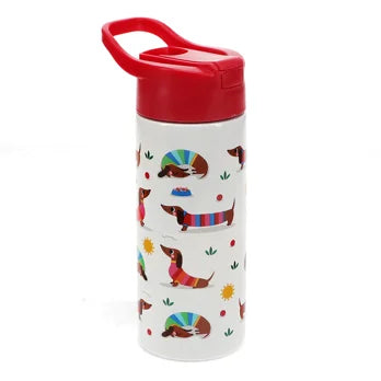 RVS Drinkfles met drinktuit 500ml - Sausage Dog