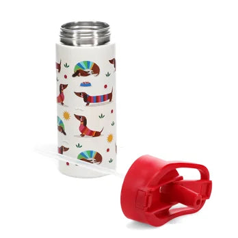 RVS Drinkfles met drinktuit 500ml - Sausage Dog