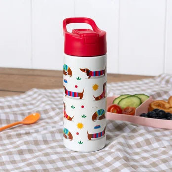 RVS Drinkfles met drinktuit 500ml - Sausage Dog