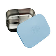 RVS lunchbox 3-vaks met siliconen deksel Blauw