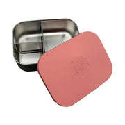 RVS lunchbox 3-vaks met siliconen deksel Roze