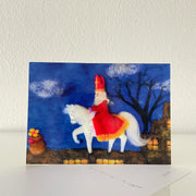 Ansichtkaart Herfst / Winter - Sint op het dak