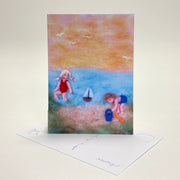 Ansichtkaart - Kinderen op het strand