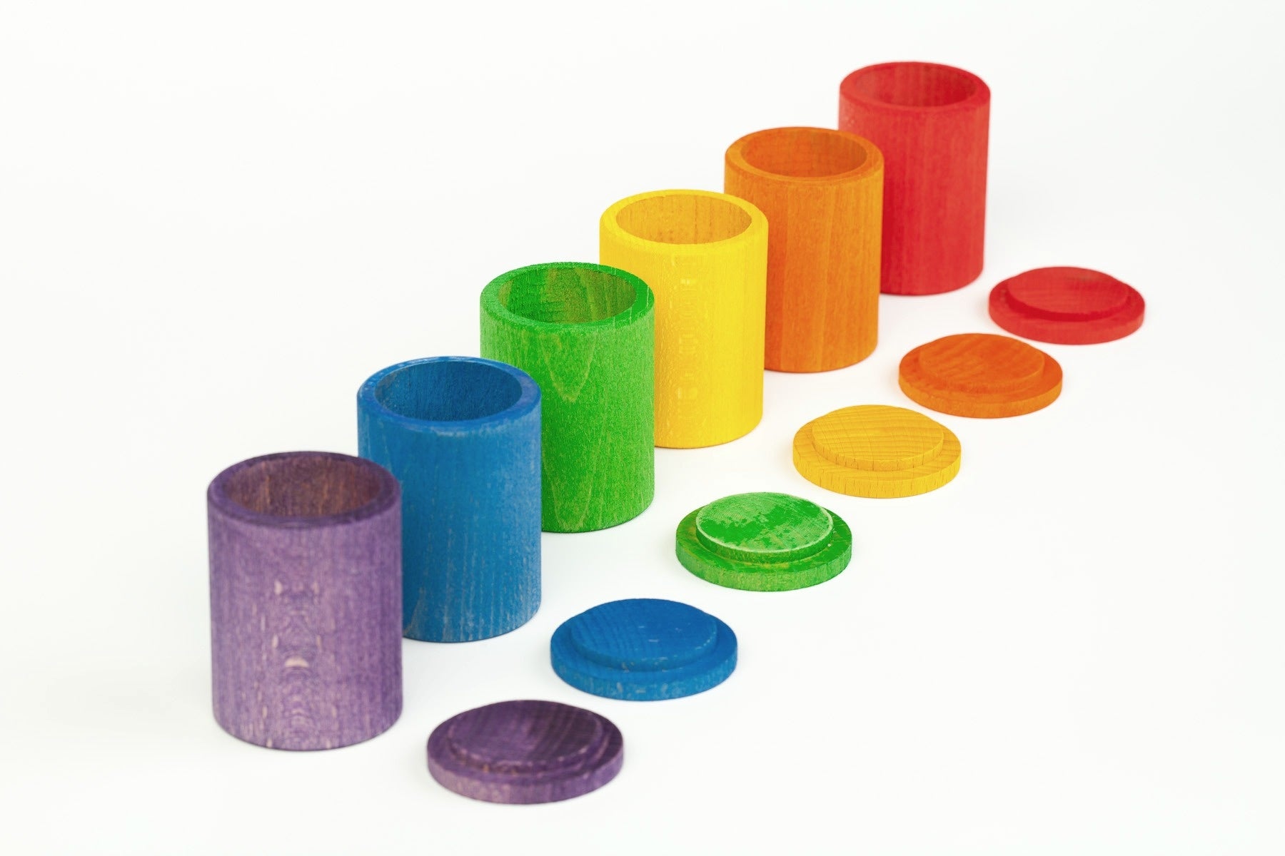 Grapat potjes met deksel (6-kleurig)