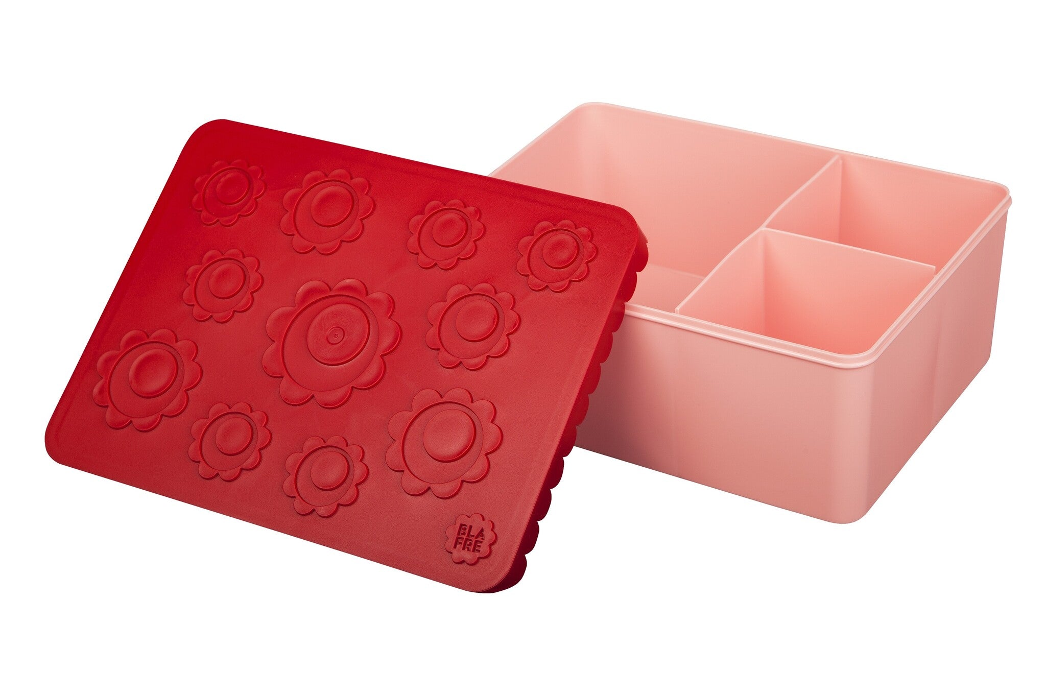 Lunchbox 3-vaks rood/roze Flower