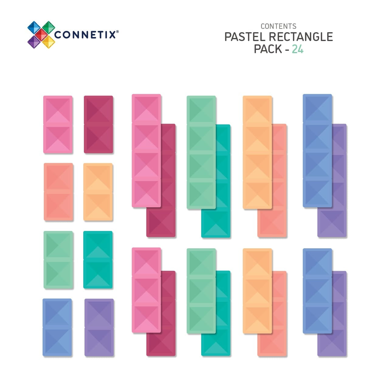Pastel Rectangle Pack - 24 delig