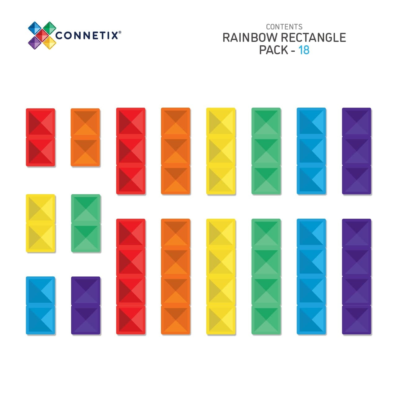 Rainbow Rectangle Pack - 18 delig
