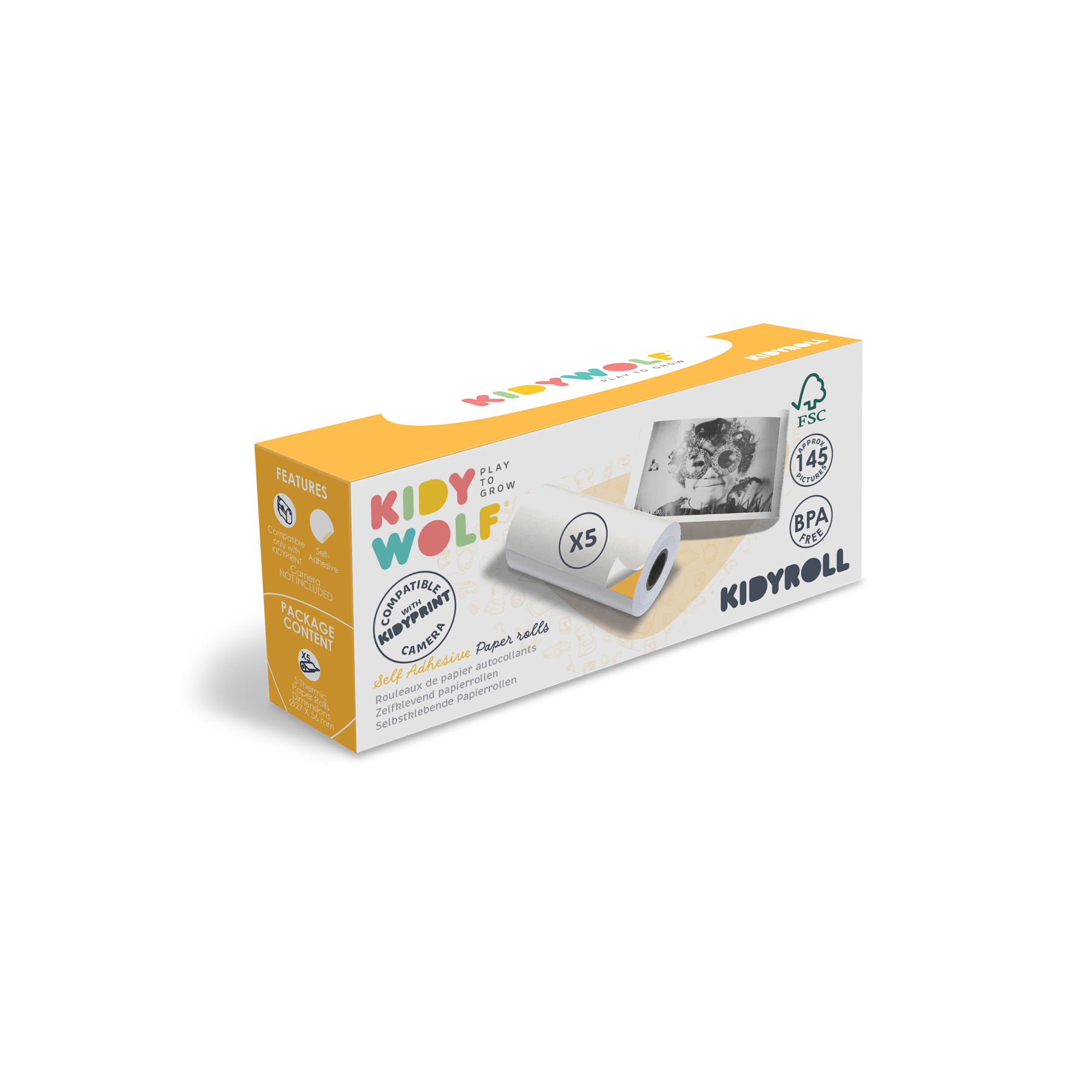 KIDYROLL - Zelfklevende papierrollen (5x)