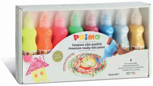 Plakkaatverf in spuitflesje metalic/fluor - 8x50ml