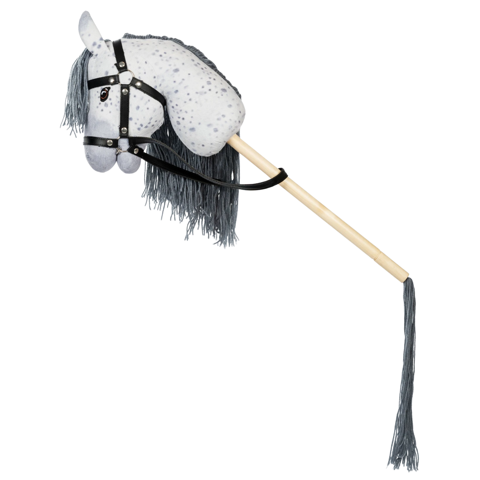 Stokpaard Deluxe met staart - Grijs gevlekt