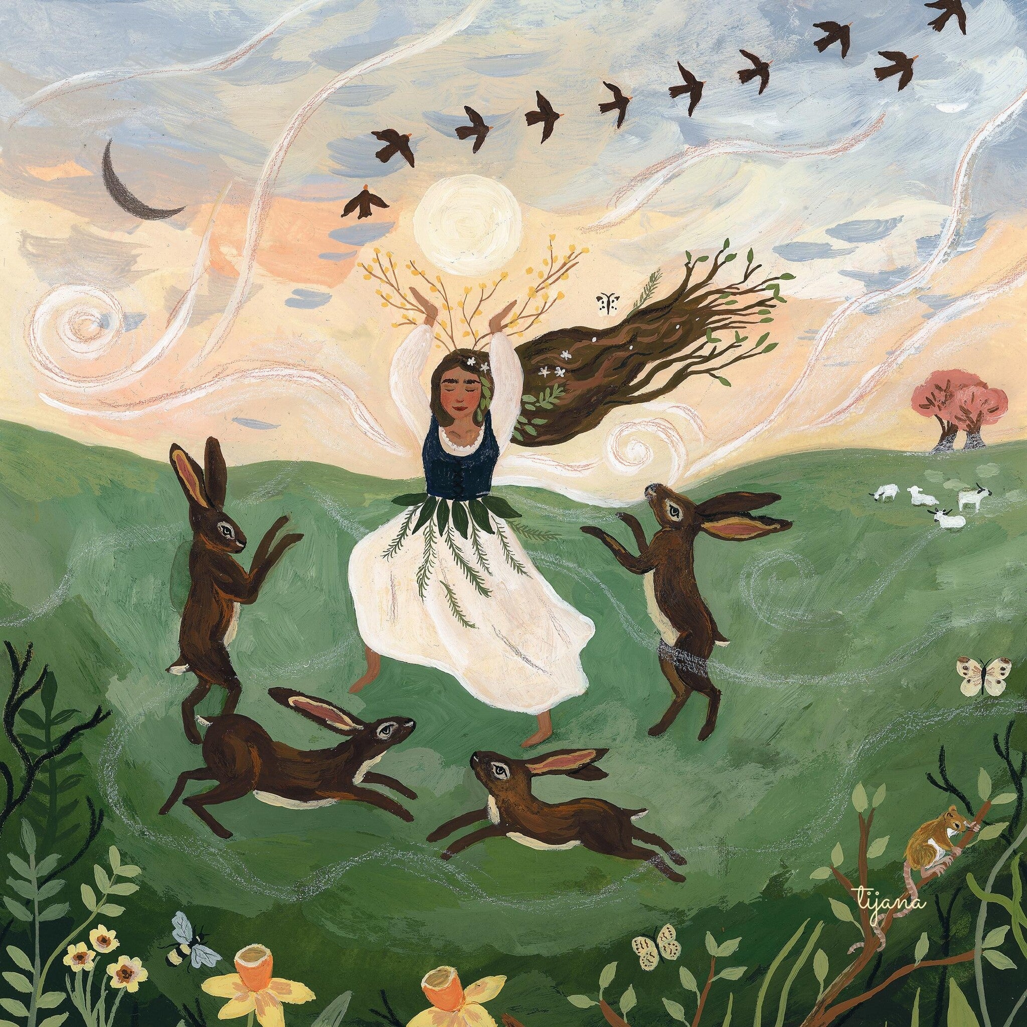 Silhouette Dancing with Hares - Tijana Draws