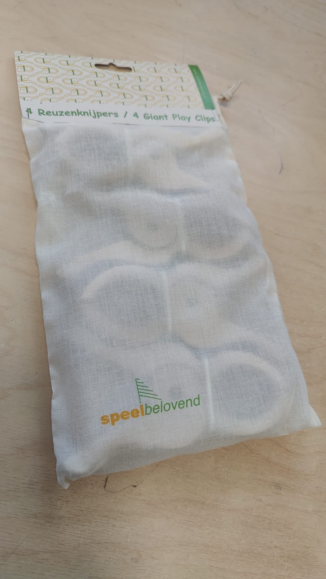 Reuze speelknijpers - Set van 4 - inclusief katoenen opbergzakje